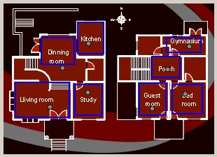 virtual tour floor plan with rotating compass